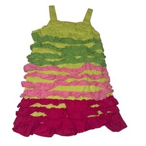 Gymboree Mermaid Ruffle Tiered Dress Pink Green Colorblock Size 4